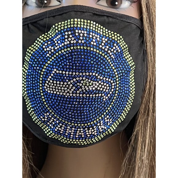 Seattle Seahawks Bling Face Mask Front Full Logo - Picture 10 of 11